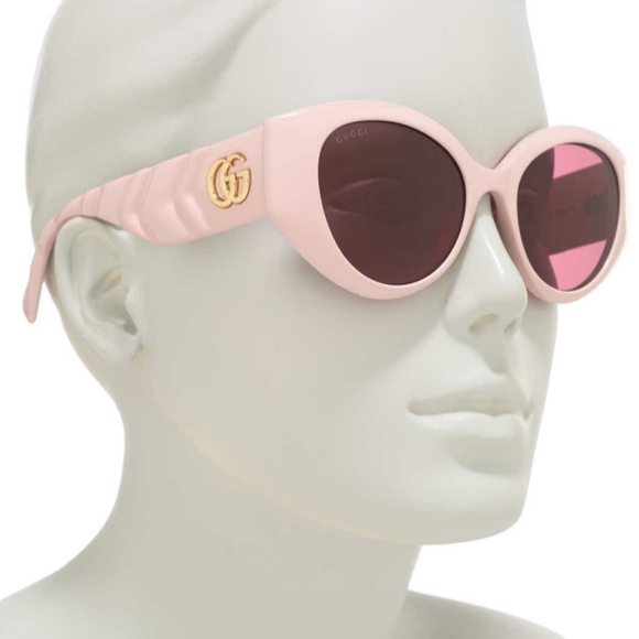 Gucci GG0809S Oversized Pink Quilted Cat Eye Sunglasses Pink Lens main image 12